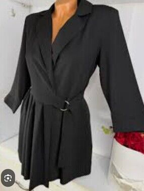 Zara Black Pleated Blazer Jumpsuit Romper Size M